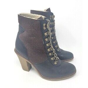 Sam Edelman Brown and Black Leather Shearling Ankle Boots - Women's Sz 7